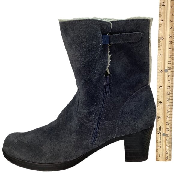 Clark’s Bendables blue suede sherpa lined heeled boots Women's size 8.5 - Picture 6 of 7